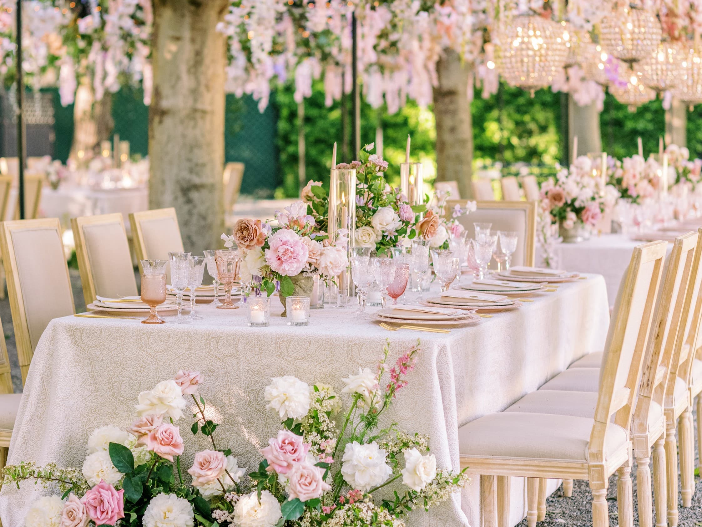 Pink floral tablescape
